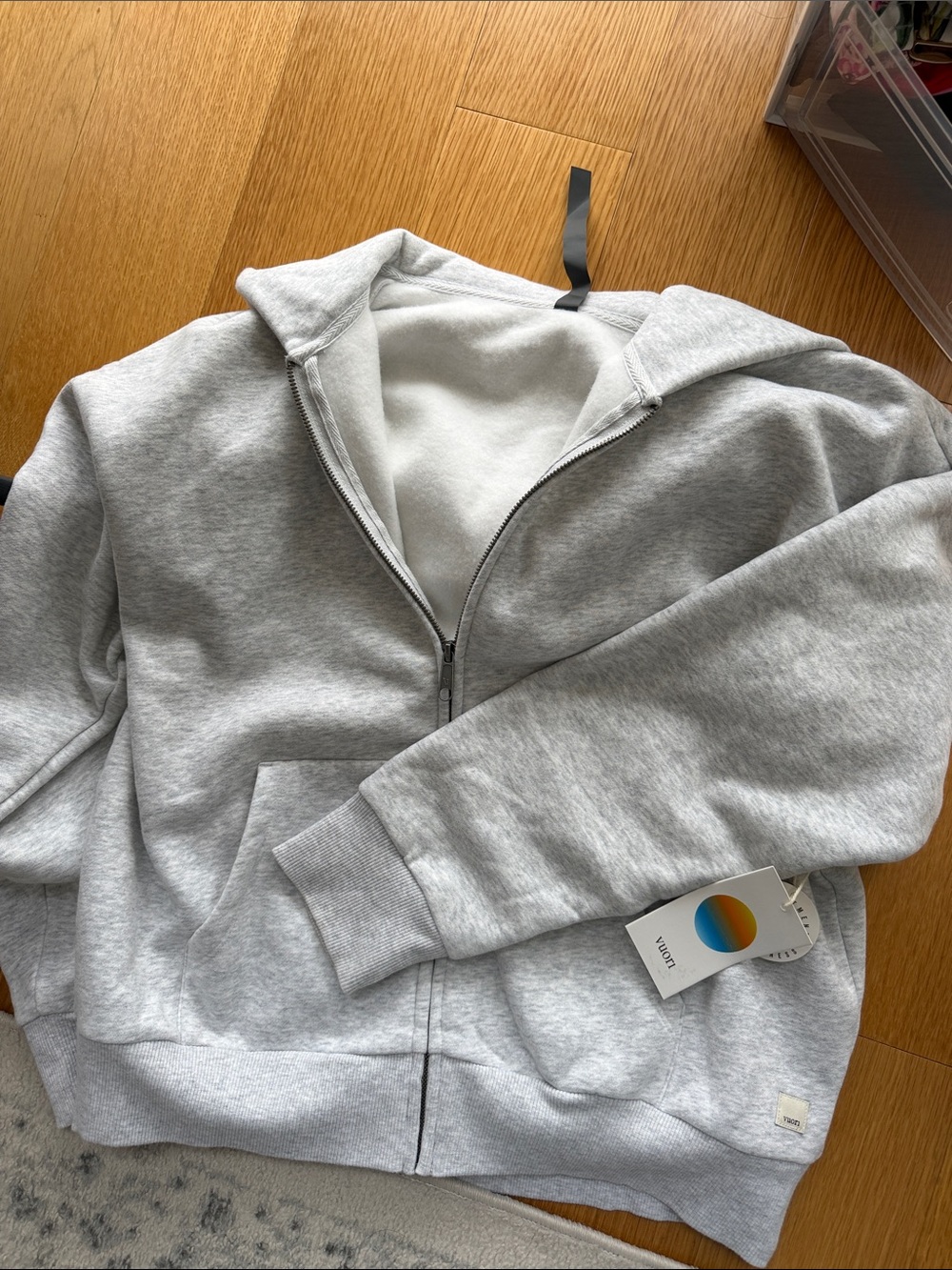Vuori Light Gray Full-Zip Hoodie Sweatshirt